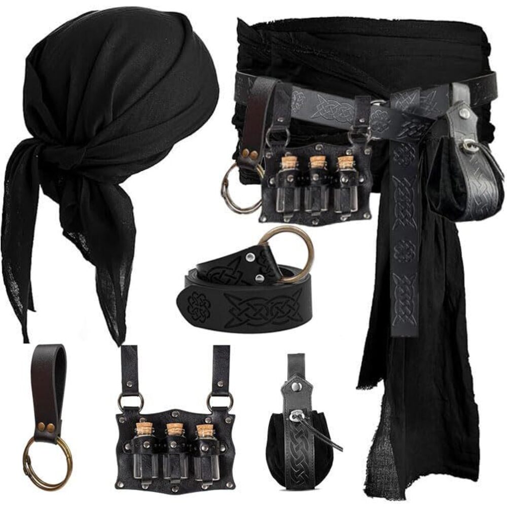5595 Pirate Costume Pirate Head Scarf Bandanas Belt Waist Sash